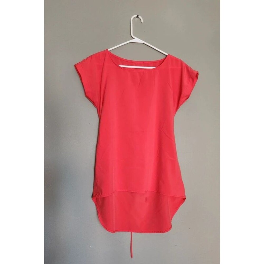Pink/ Coral Short-sleeve Blouse, Small